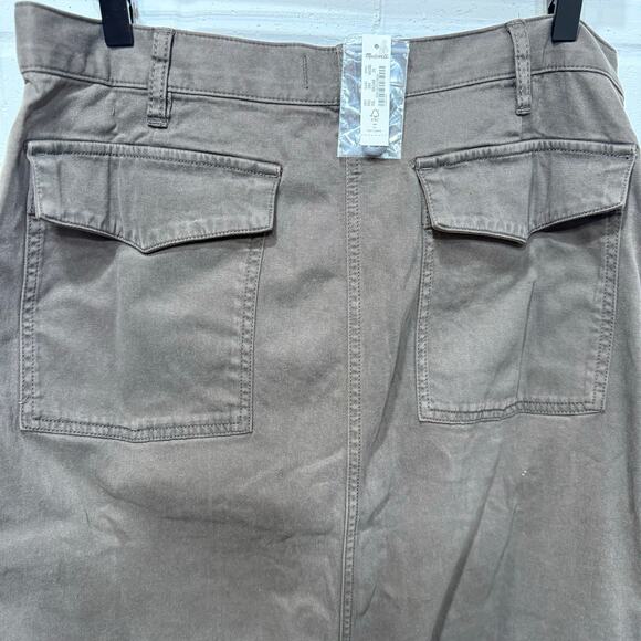 Madewell NWT Twill Patch Pocket Midi Skirt Cargo Field Olive Sz 29 Fall Chic 90s - Picture 8 of 16
